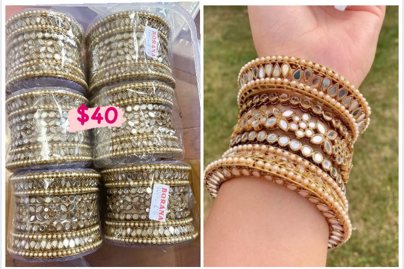 Antique Gold Mirror Bangles/Kade