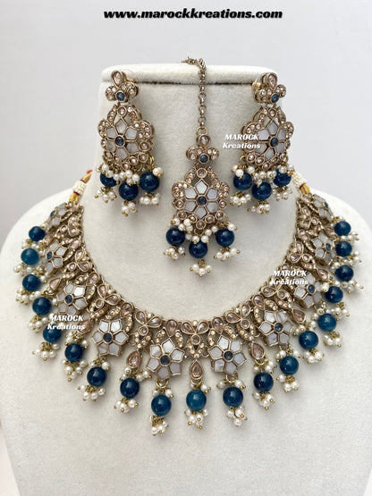 Arpan Antique Gold Polki MOP Statement Necklace set