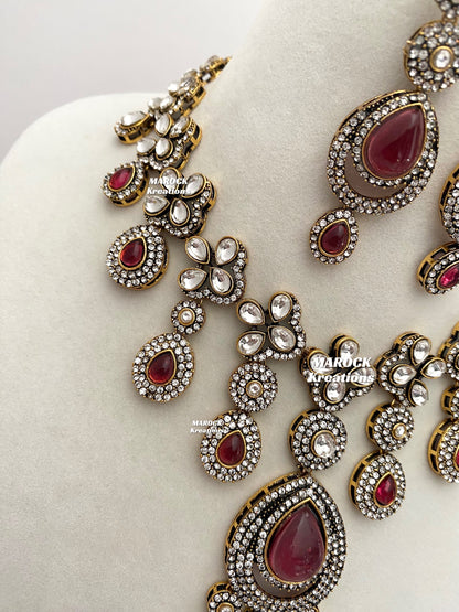 Sanjna Victorian Kundan Statement Necklace set