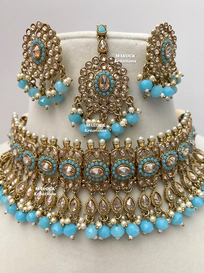 Antique Gold Polki choker sets