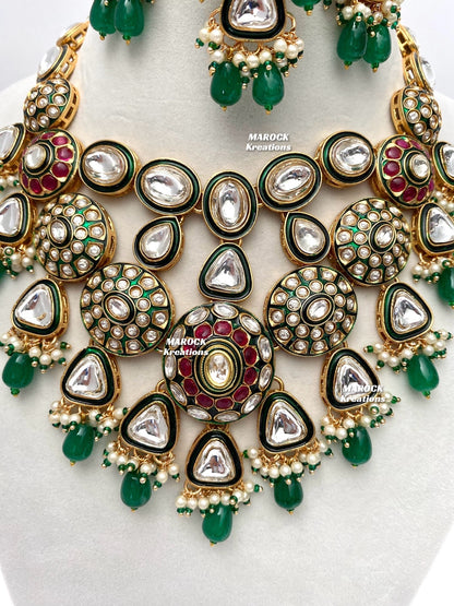 Amisha Premium Quality Kundan Meenakari Statement Necklace set