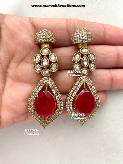 Milly Premium Quality Moissanite Kundan and American diamond Statement necklace set