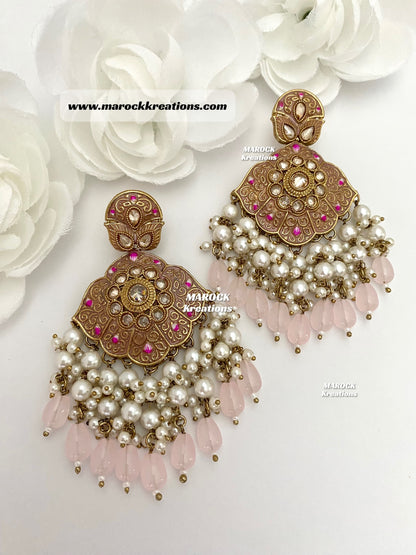 Premium Quality Polki Meenakari Statement Earrings