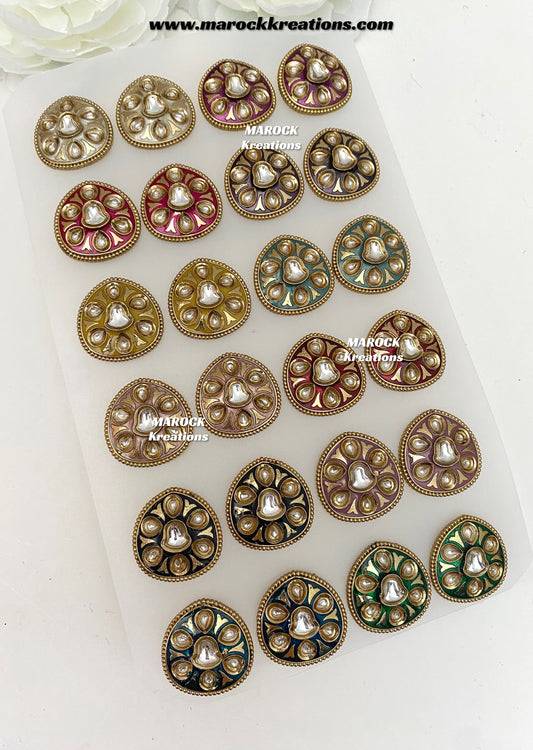 Natashi Meenakari Kundan Studs/Earrings