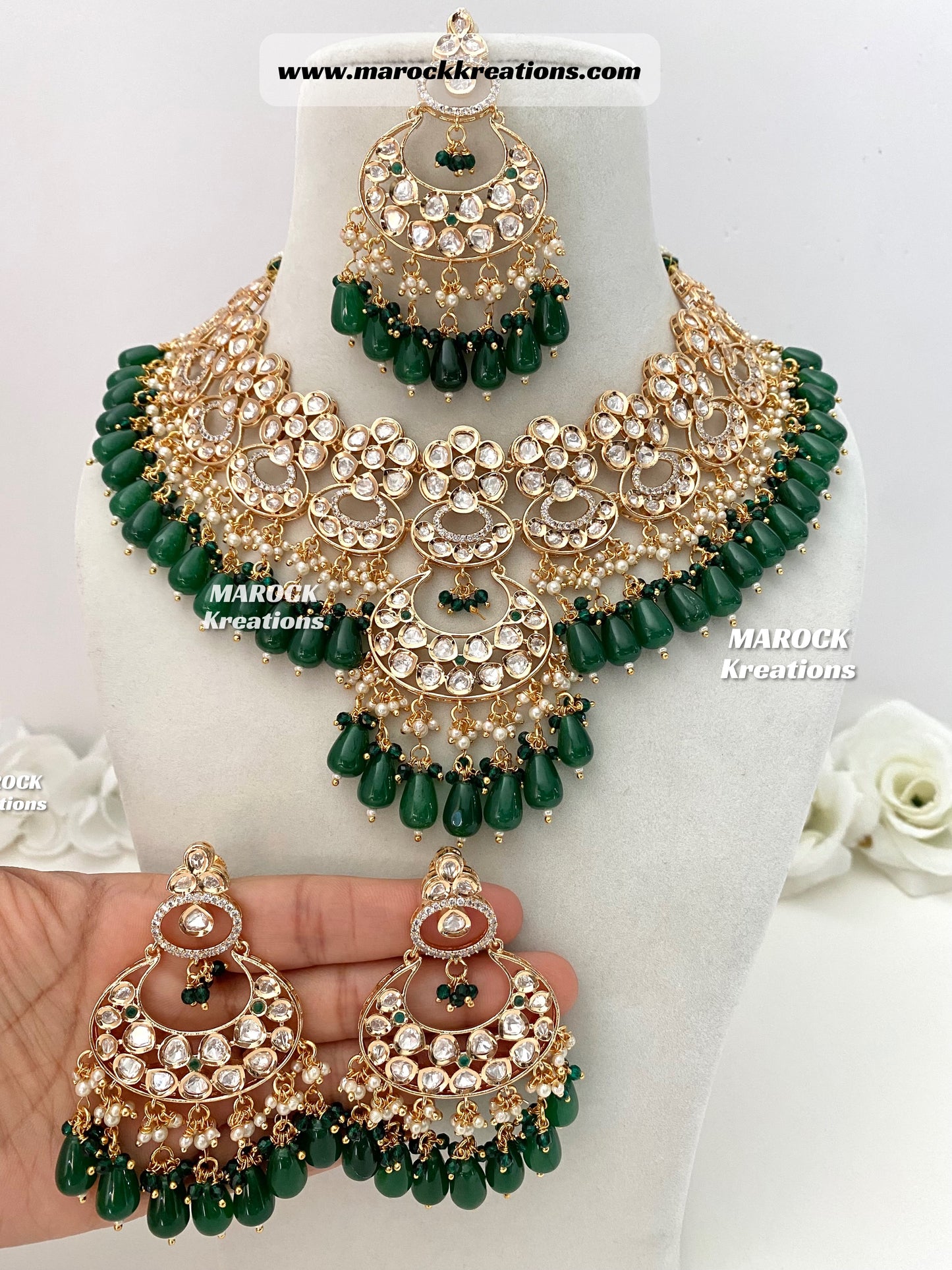 Premium Quality Tyani inspired Kundan gold plated Necklace set