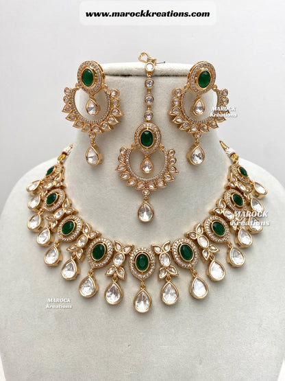 Naaz Tyani inspired Premium Quality gold plated Kundan Statement Necklace set