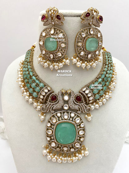 Ravina Tandon Bollywood style Sabyasachi inspired Premium Quality Moissanite Kundan Necklace set