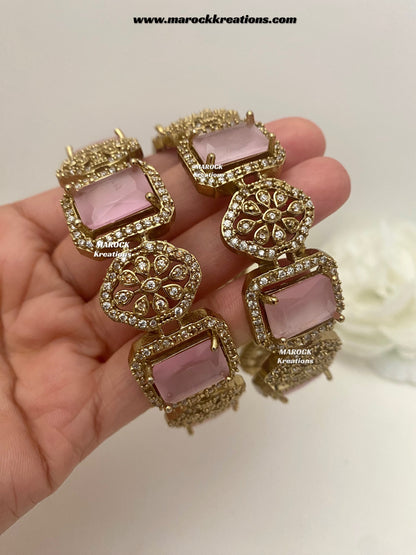 Trispa Antique Gold American Diamond Statement Bangles/Kade