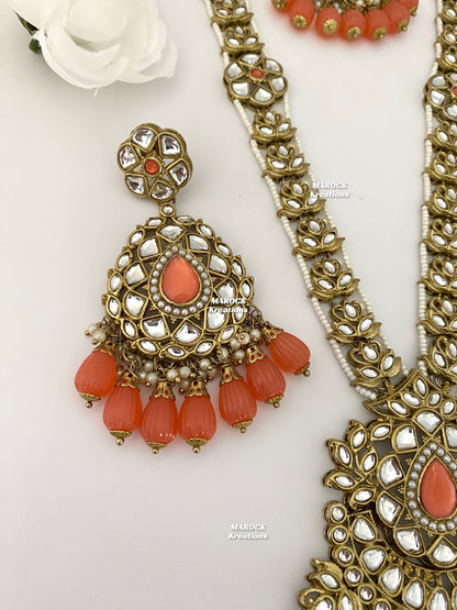 Kundan Coral Rani Haar/Long necklace