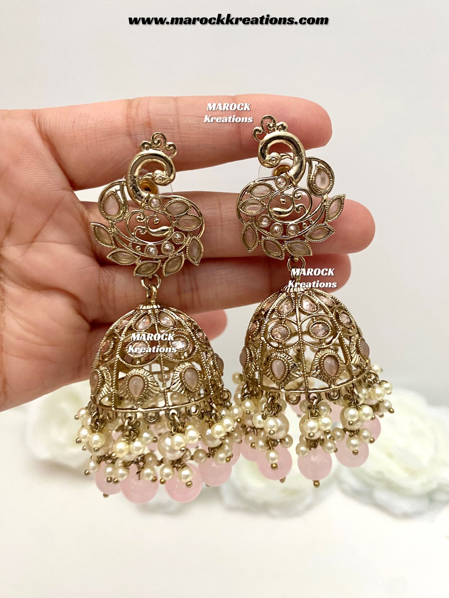 Antique Gold Polki Jhumki Earrings