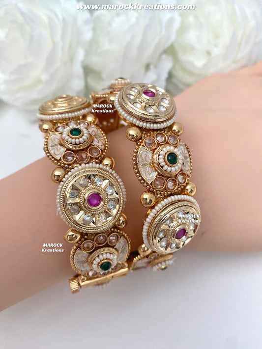 Elisa Premium Quality Gold plated openable Rajwadi Meenakari kade/Bangles/Kangan ko