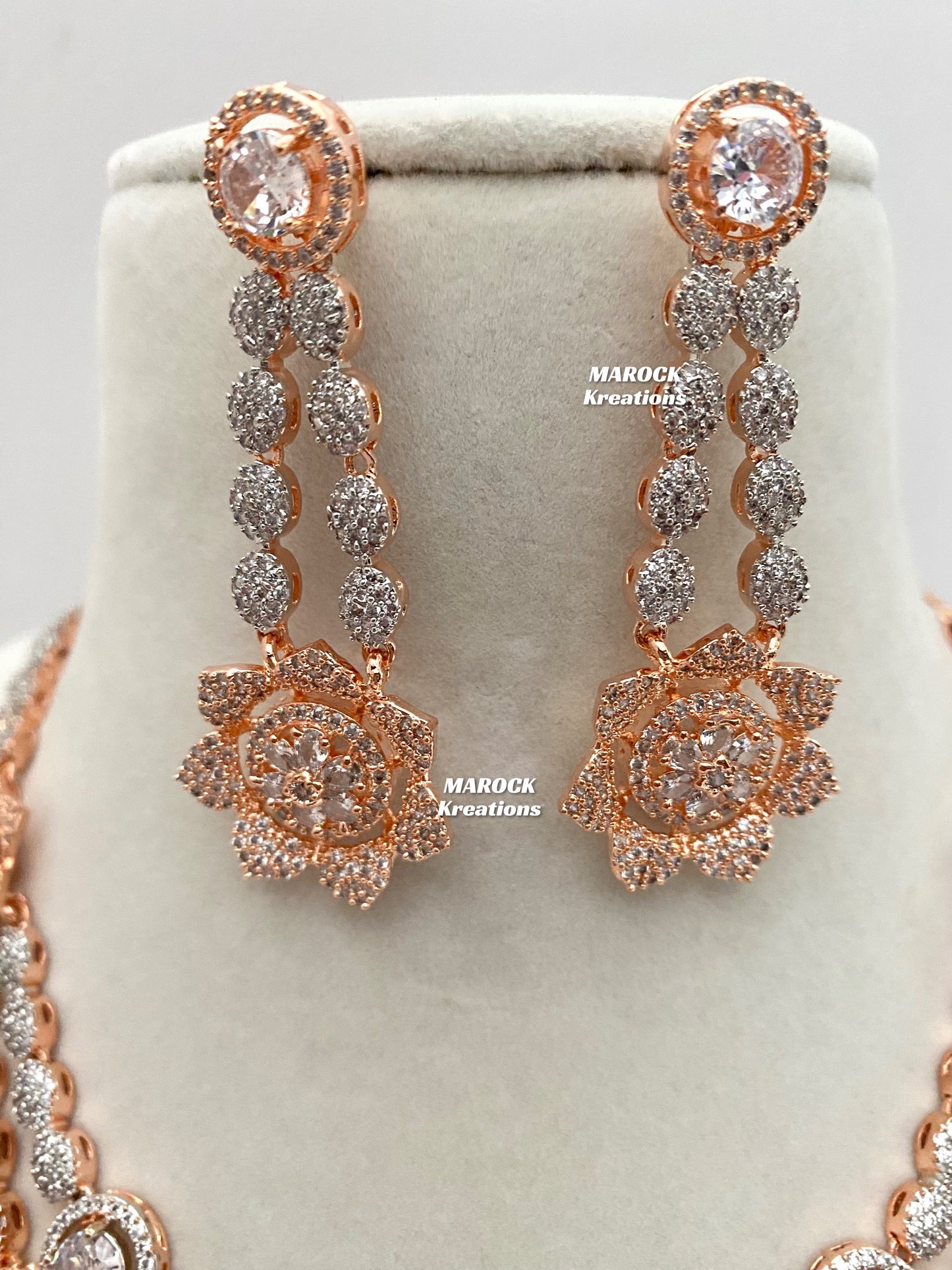 Rose Gold American Diamond Necklace set