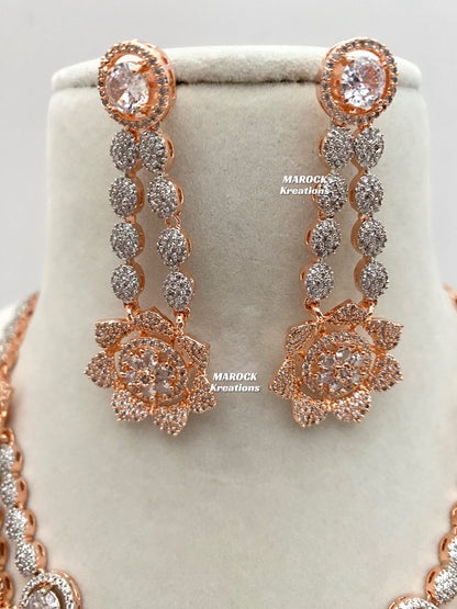 Rose Gold American Diamond Necklace set