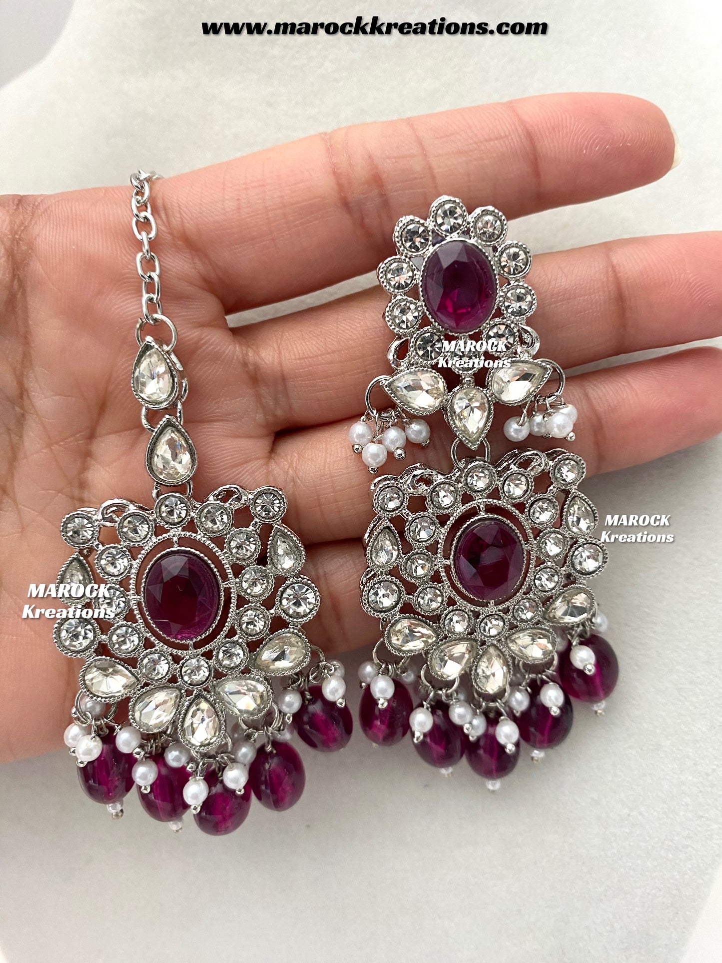 Naina Silver Stone Necklace set