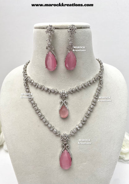 Lauren Silver American Diamond Necklace set