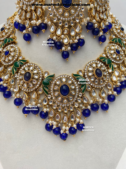 Iqra Premium Quality Kundan Meenakari Statement Necklace set