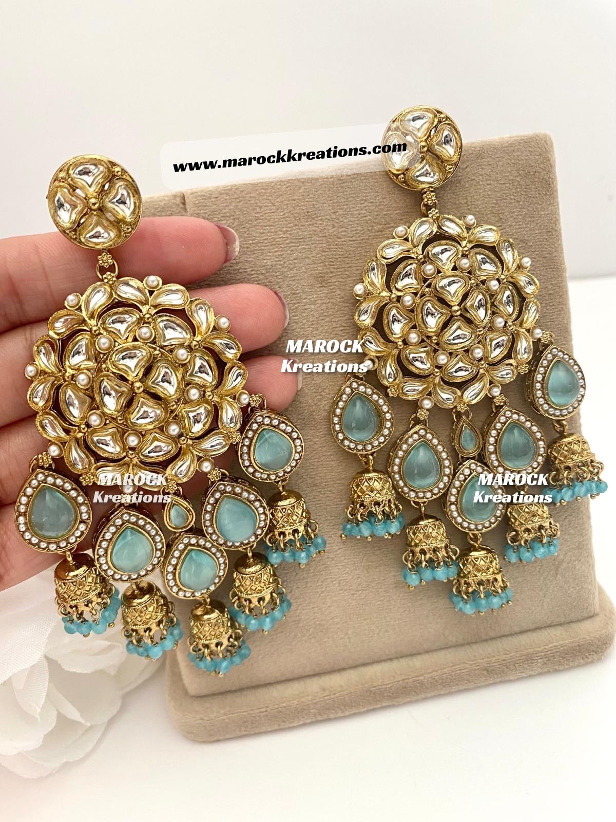 Bollywood style premium quality Kundan Statement Earrings