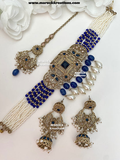 Naila Antique Gold Polki Choker set