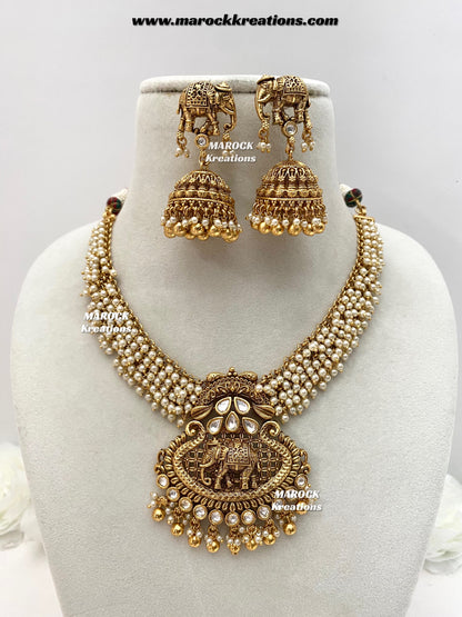 Sahana Premium Quality Gold Plated Rajwadi necklace set
