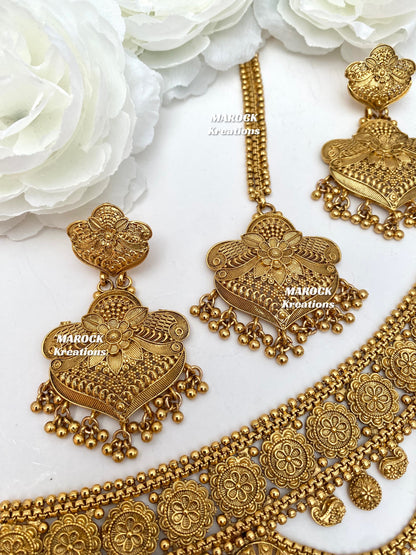 Kubra Premium Quality Gold plated statement choker set
