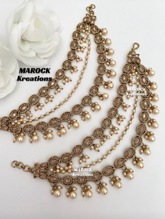Polki Triple layer Saharey/Ear chains