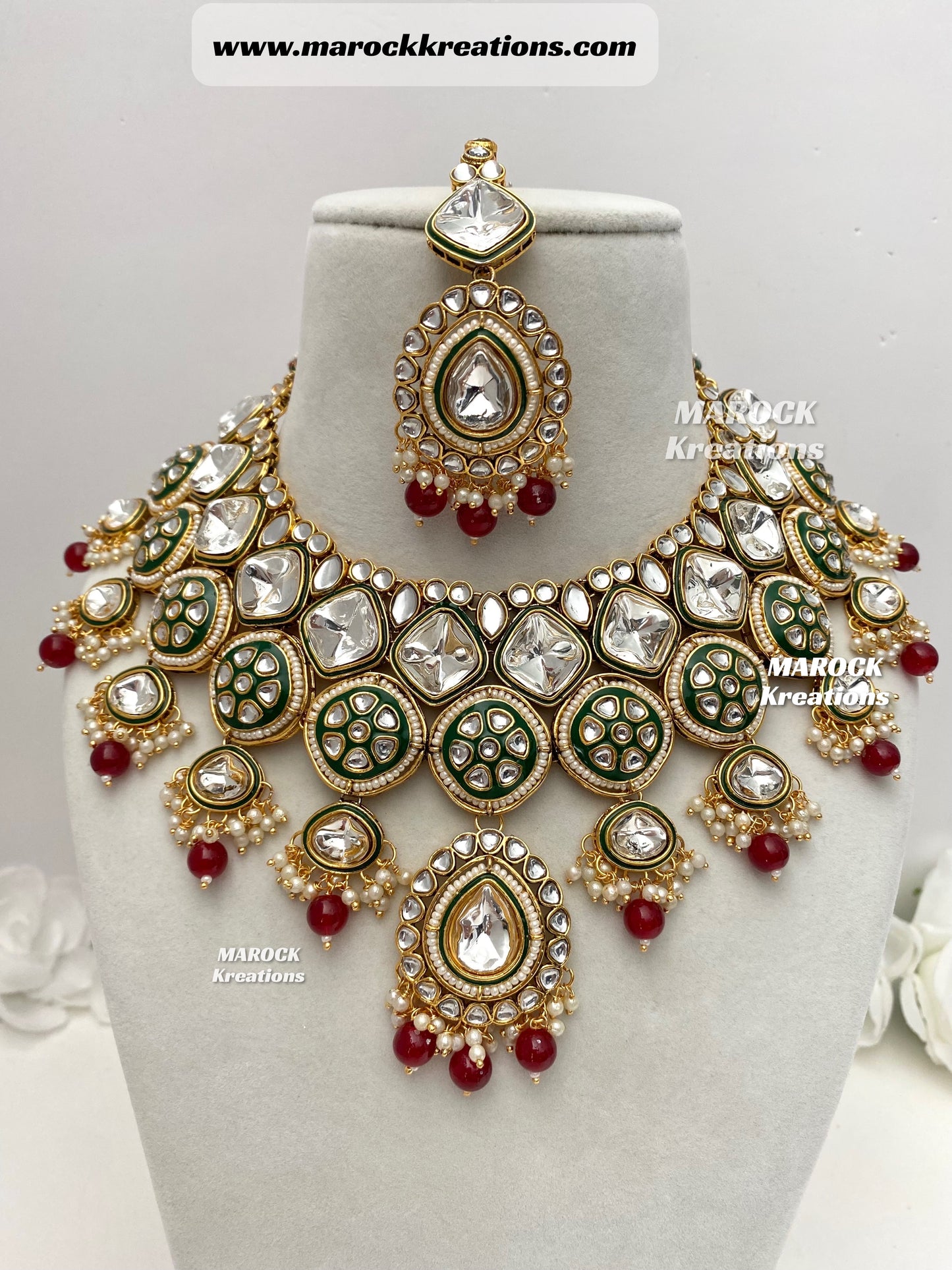 Hazel Kundan Meenakari Statement Necklace set/Bridal set