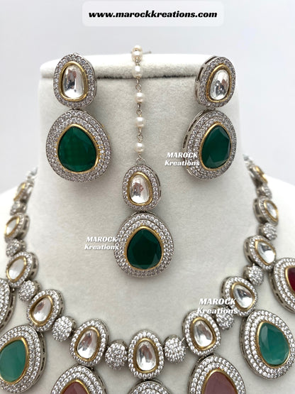 Evelyn Tyani inspired Premium Quality dual tone Kundan Necklace set