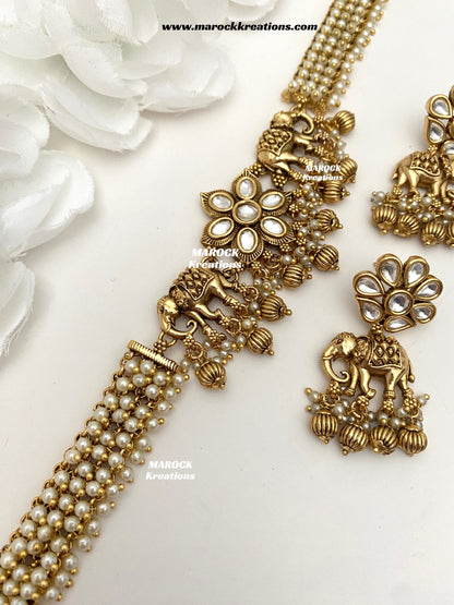 Rashmika Premium Quality exclusive Gold Plated Meenakari Rajwadi choker set