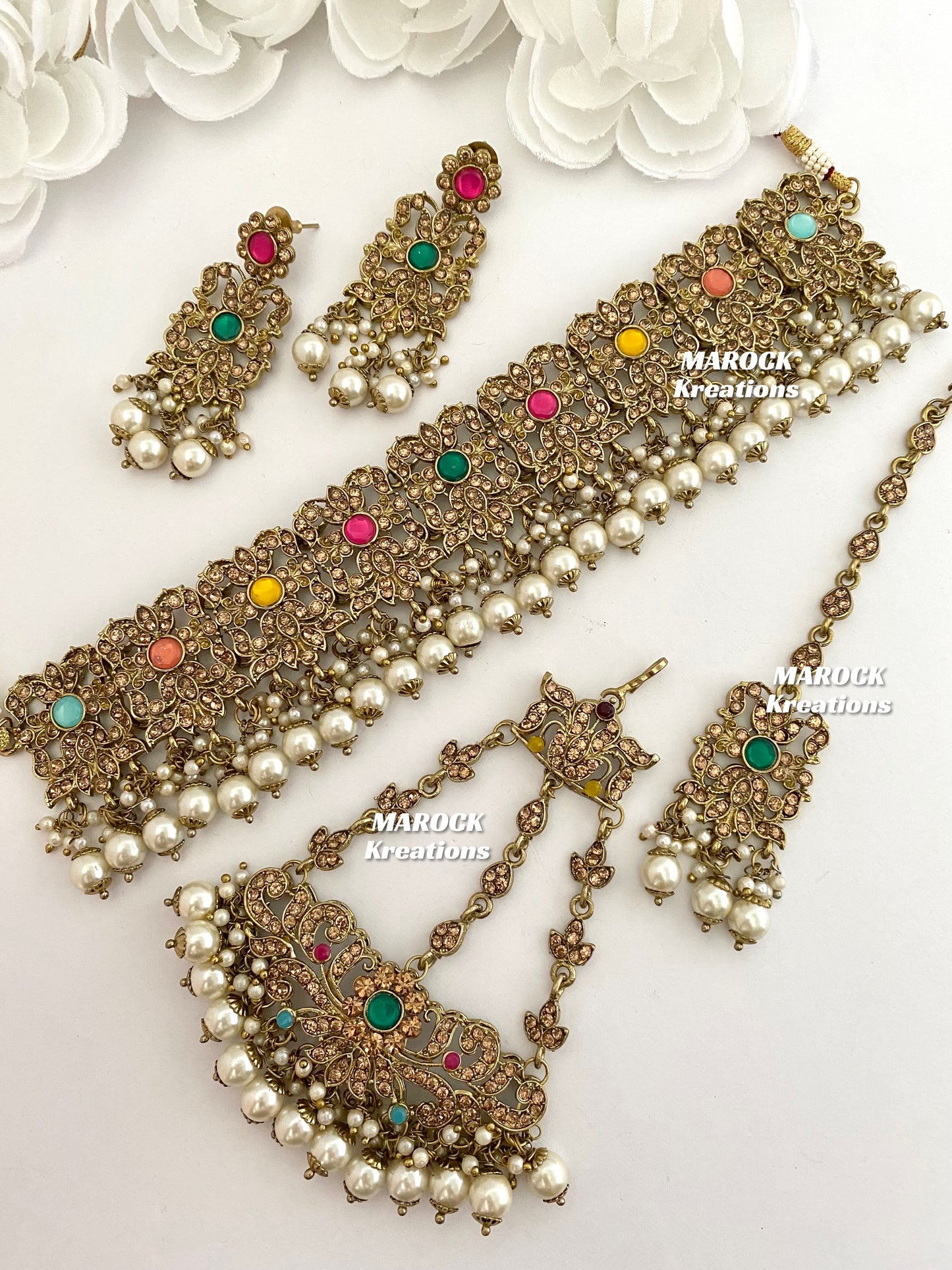 Antique Gold Pakistani Choker set