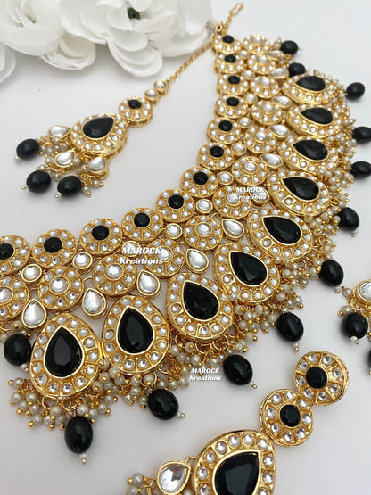 Premium Quality Thappa Kundan Necklace set