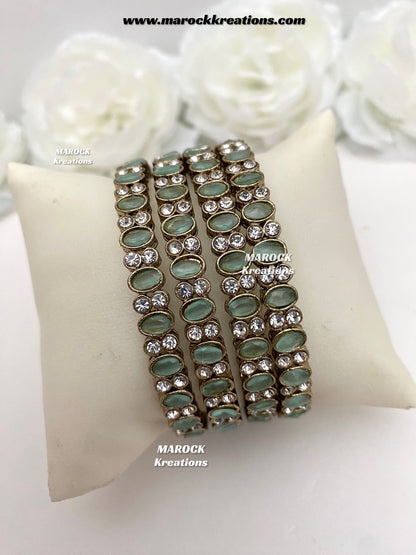 Premium Quality Monalisa stones Bangles/Kade (Set of 4)