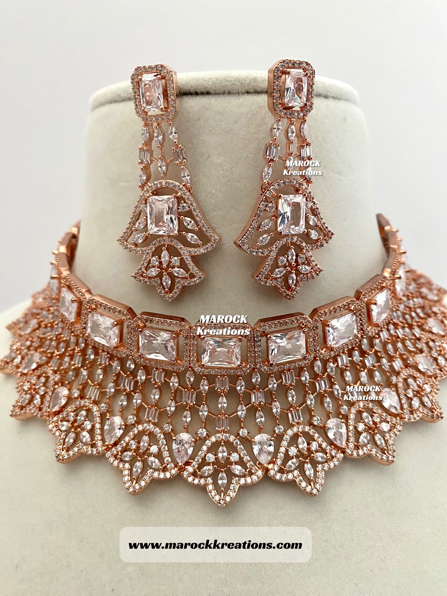 Rose Gold American Diamond Necklace set