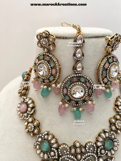 Luna Sabyasachi inspired Victorian Kundan Statement necklace set
