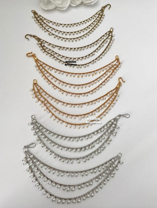 Triple layer pearls Saharey/Ear chains