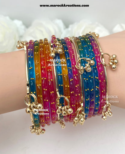 Rain drop Glass bangles and Kashmiri bangles set