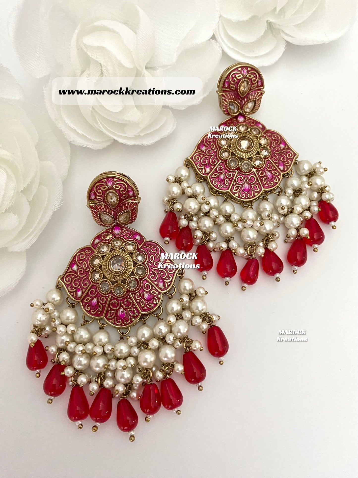 Premium Quality Polki Meenakari Statement Earrings