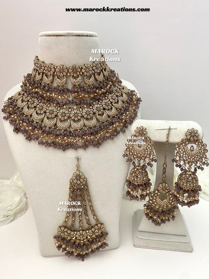 Meesha Premium Quality Pakistani Choker and Necklace combo set