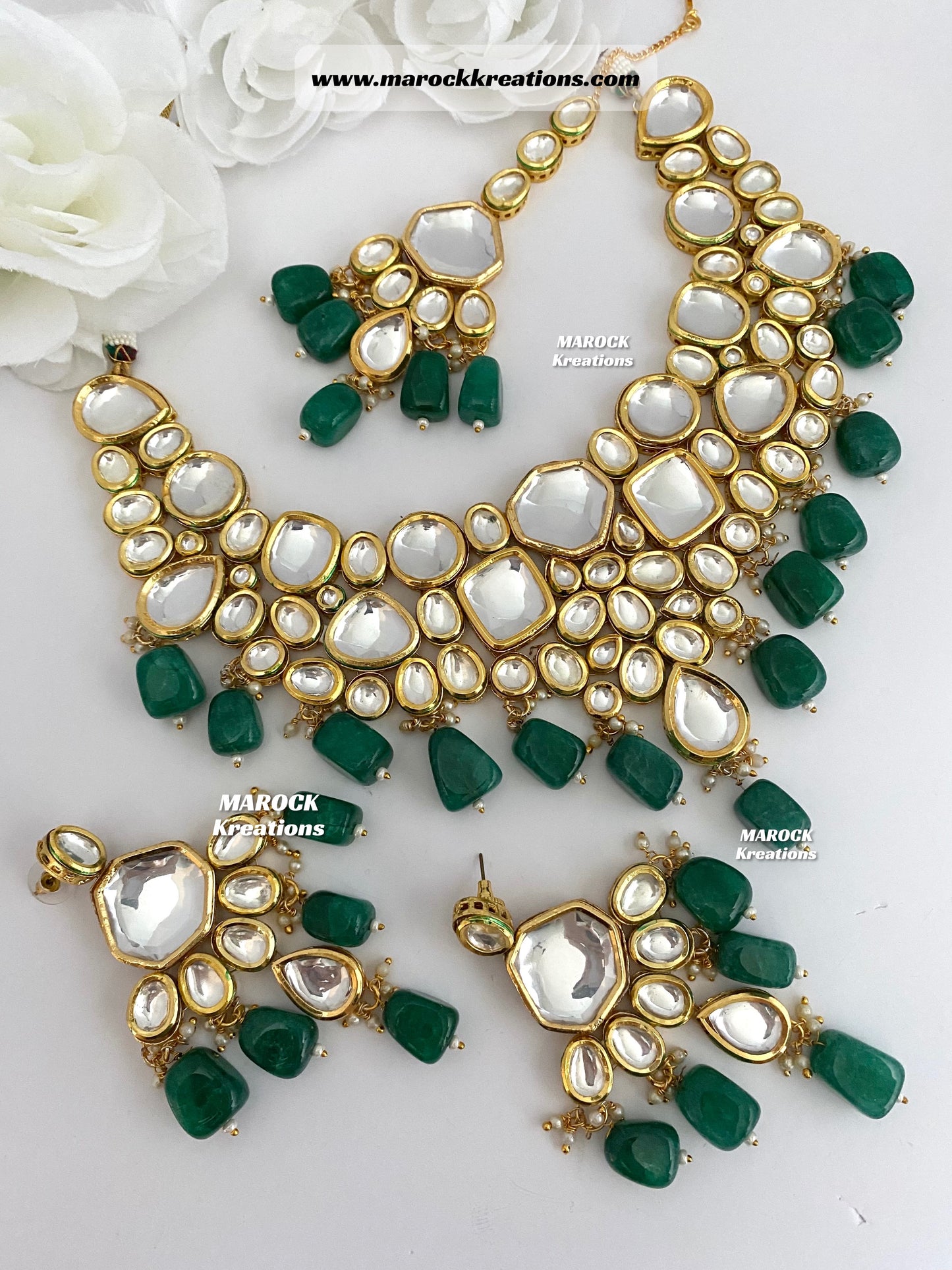 Trendy Uncut Kundan Statement Necklace set/Bridal set