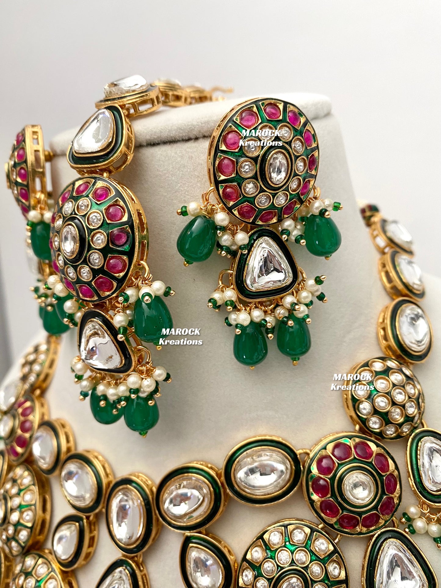 Amisha Premium Quality Kundan Meenakari Statement Necklace set