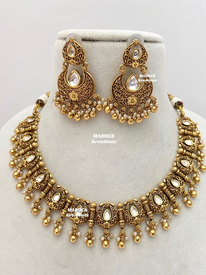 Archie Premium Quality Gold Plated Kundan Necklace set