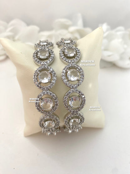 Silver American Diamond Bangles/Kade