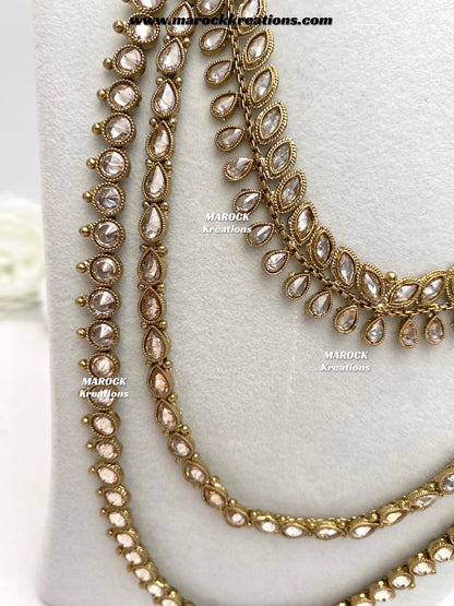 Narmeen Premium Quality Polki Statement Rani haar set