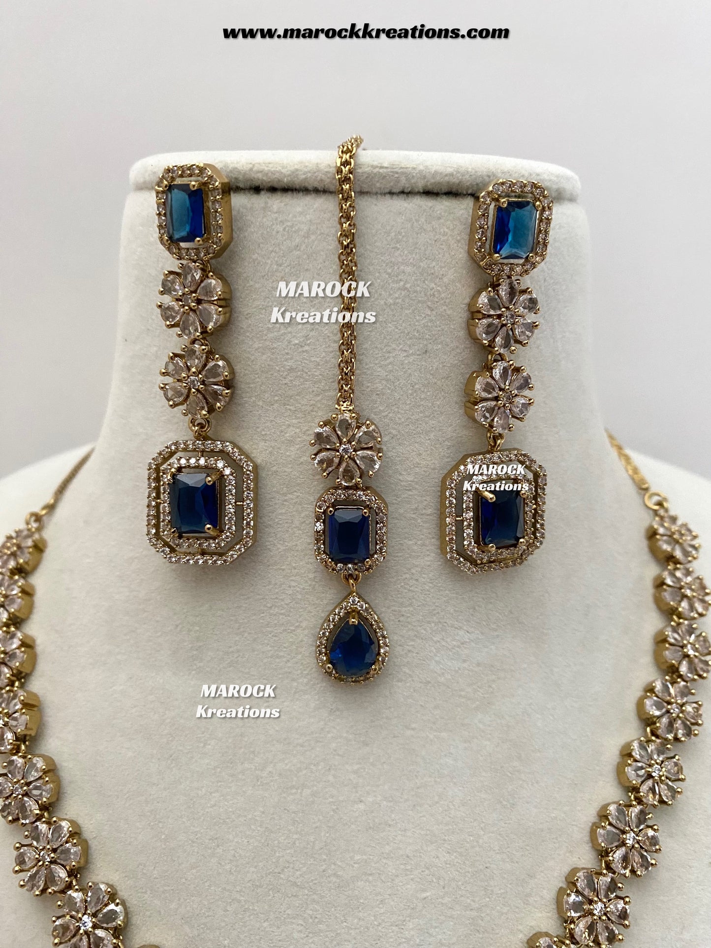 Claudia Antique Gold American Diamond Statement Necklace set