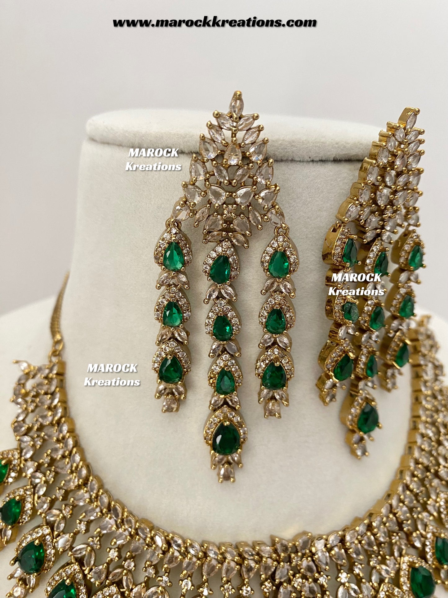 Naima Antique Gold American diamond Statement Necklace set