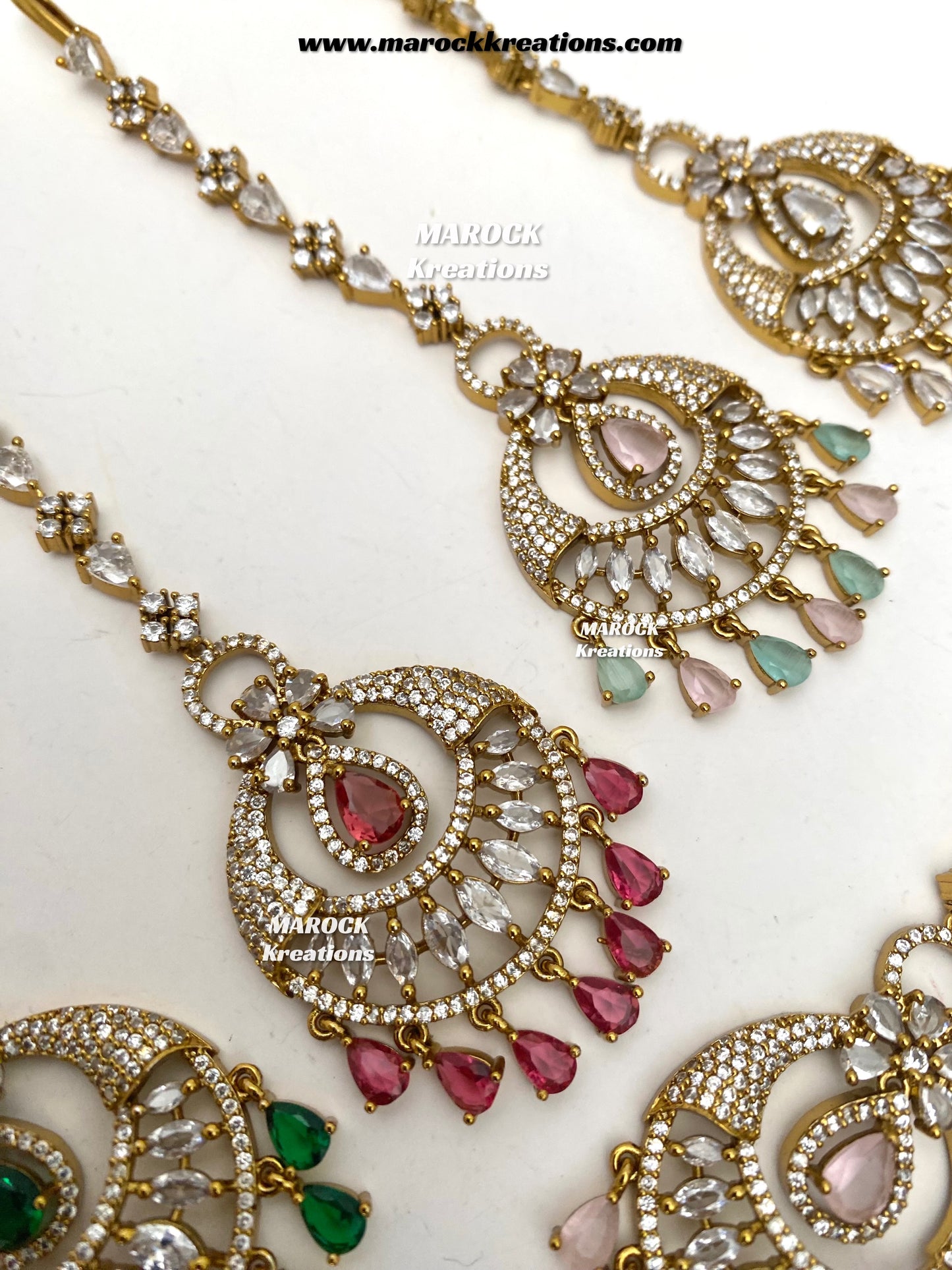 Antique Gold base American Diamond Tikka