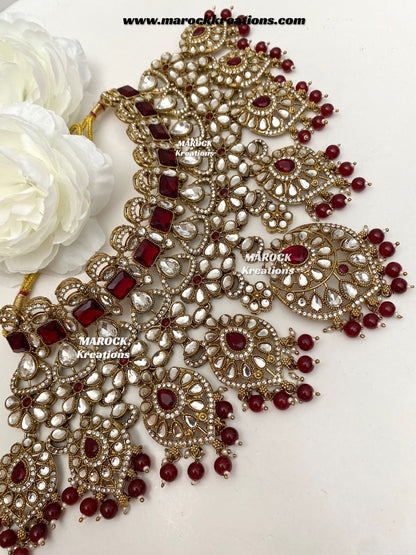 Shinal Uncut Polki Statement Necklace set/Bridal set