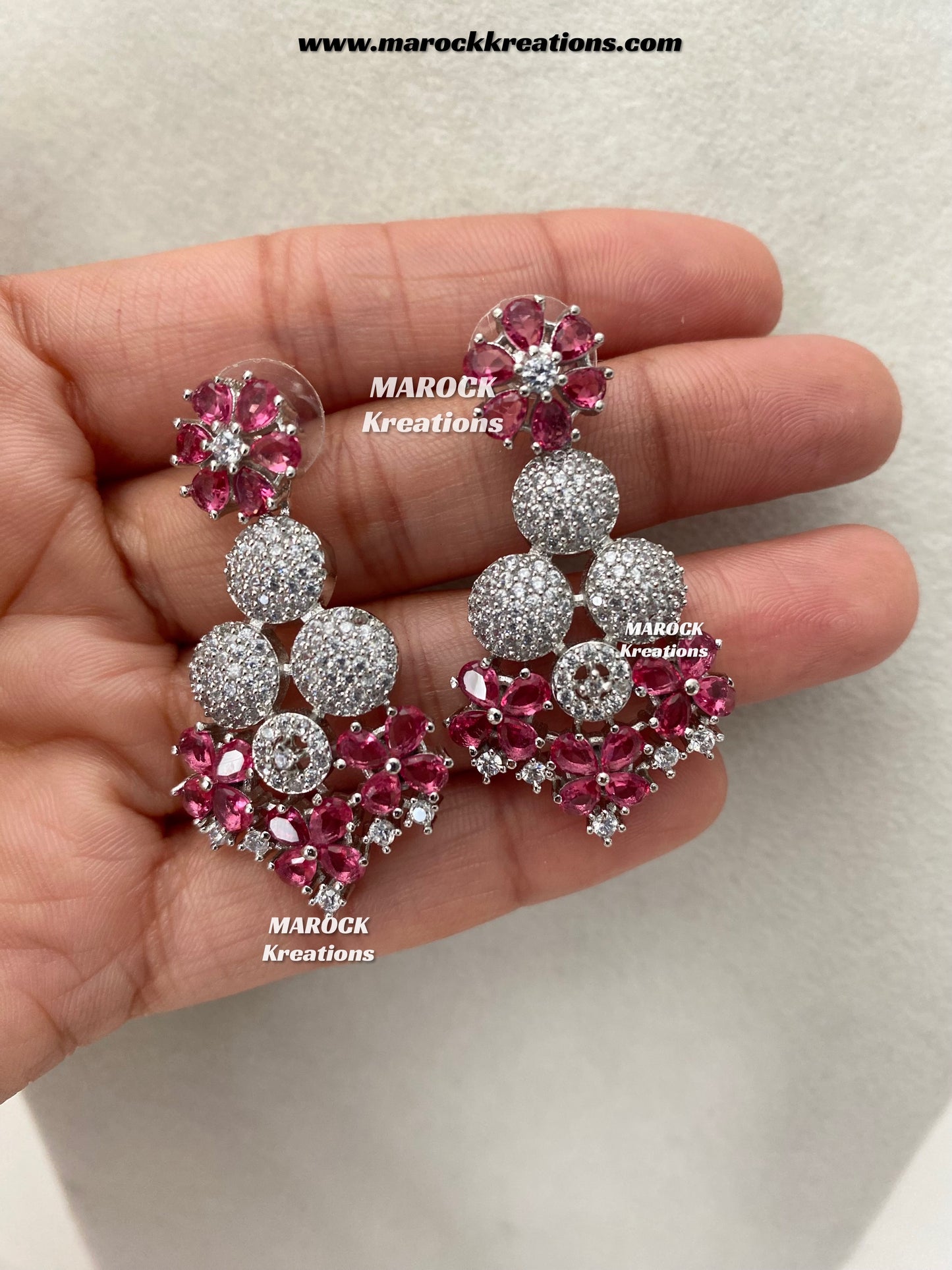 Kristin Silver American Diamond triple layer Necklace set