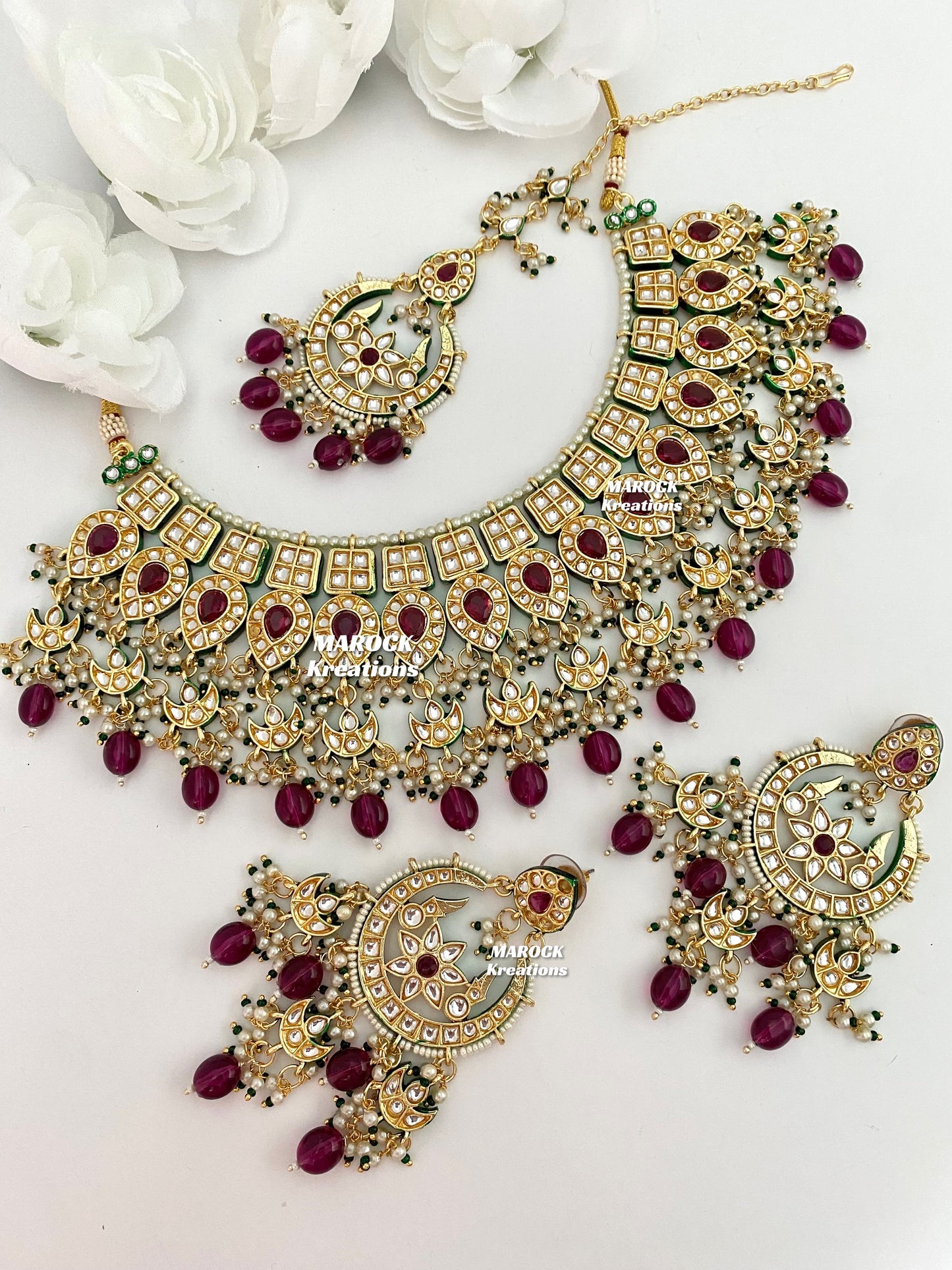 Premium Quality Thappa Kundan Statement Necklace set