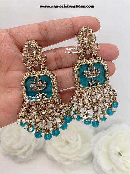Manika Premium quality Antique gold MOP Statement Earrings