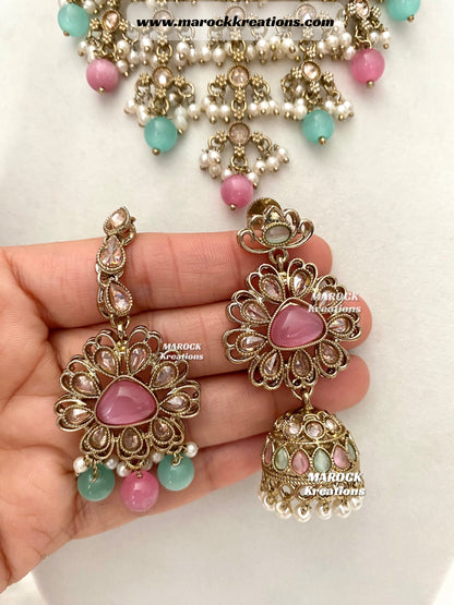 Amaira Antique Gold Polki choker set